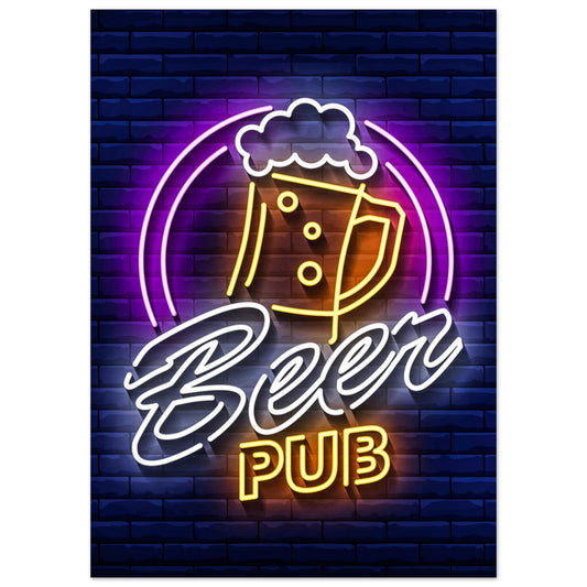 Bier Pub Neon Retro Poster