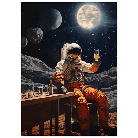 Astronaut auf der Mond Bar Poster