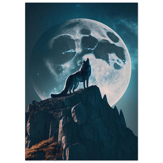 Wolf im Mondschein Poster