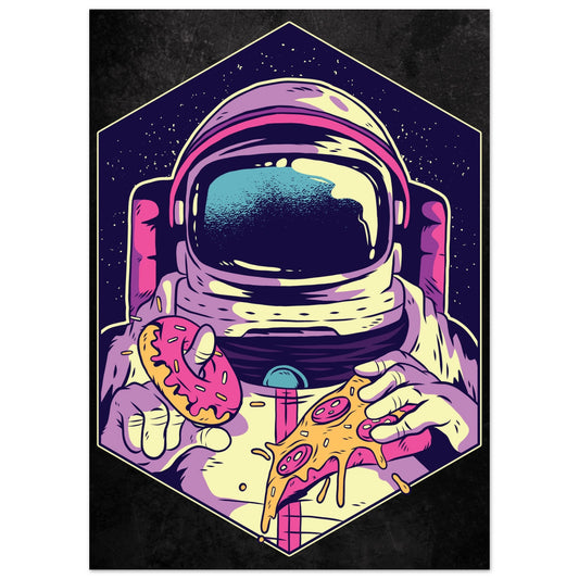 Astronaut Donut & Pizza Poster